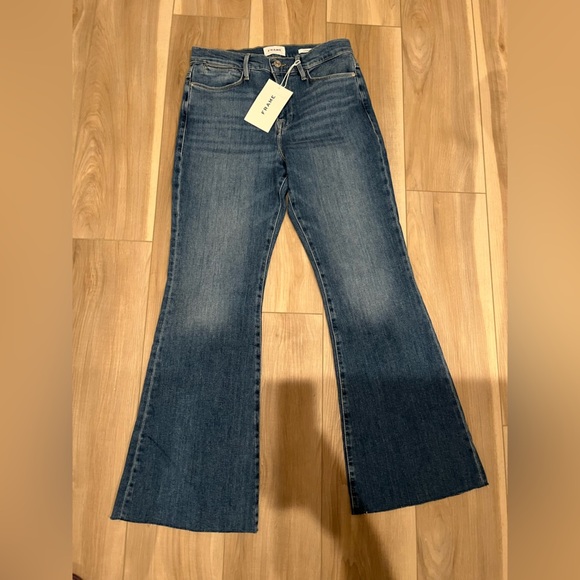 NWT Frame Denim Le Easy Flare Jeans Undone Hem Drizzle 30 - Picture 3 of 8